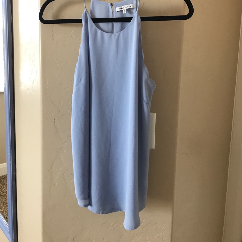 Baby blue scalloped sides spaghetti strap tank