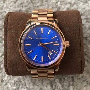 Michael Kors Rose Gold Blue Dial Watch