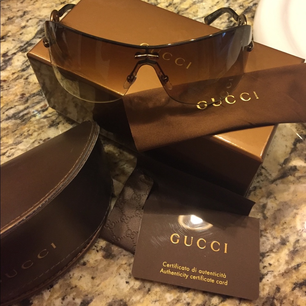 Gucci bronze/brown gradient shields (sunglasses)