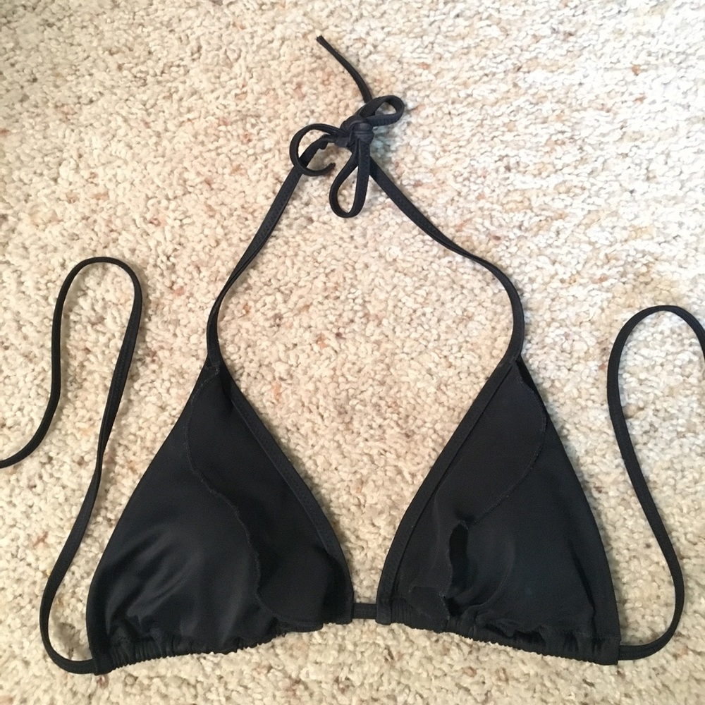 Victoria's Secret S Black String Ruffle Bikini Top