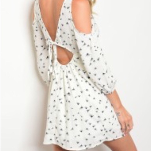 🔥Clearance cold shoulder printed tunic open back - Picture 2 of 2