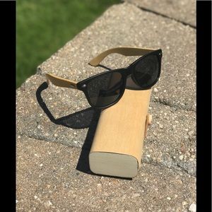 Real Bamboo Sunglasses and Case
