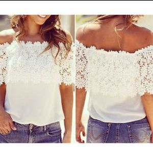 ❣️Lace, off shoulder, white blouse