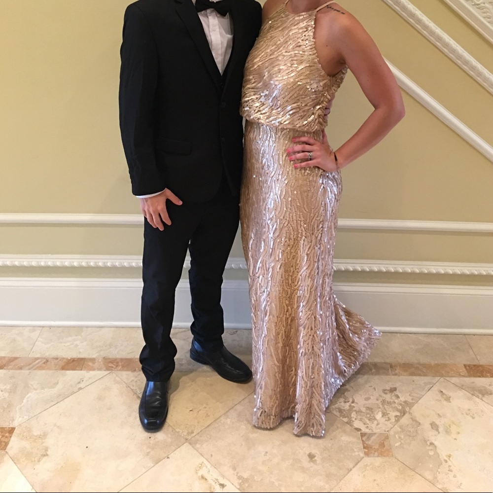 Anthropologie sequined floor length ball gown