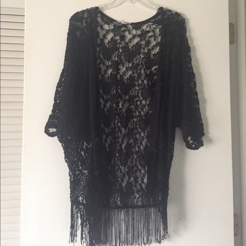 🌟Lace and fray boho vest
