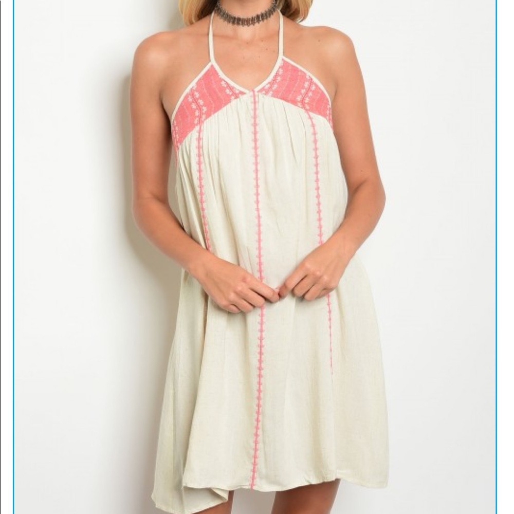 🌼 Soft lovely linen blend halter neck tunic dress