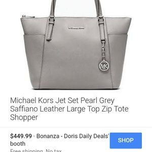 MK Jetset grey Saffiano leather large zip top tote