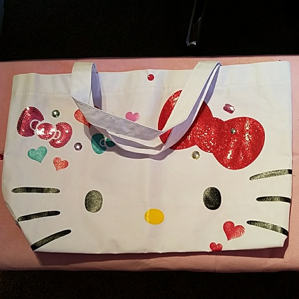 X-Large Hello Kitty Tote Bag w/ Glitter & Sequin