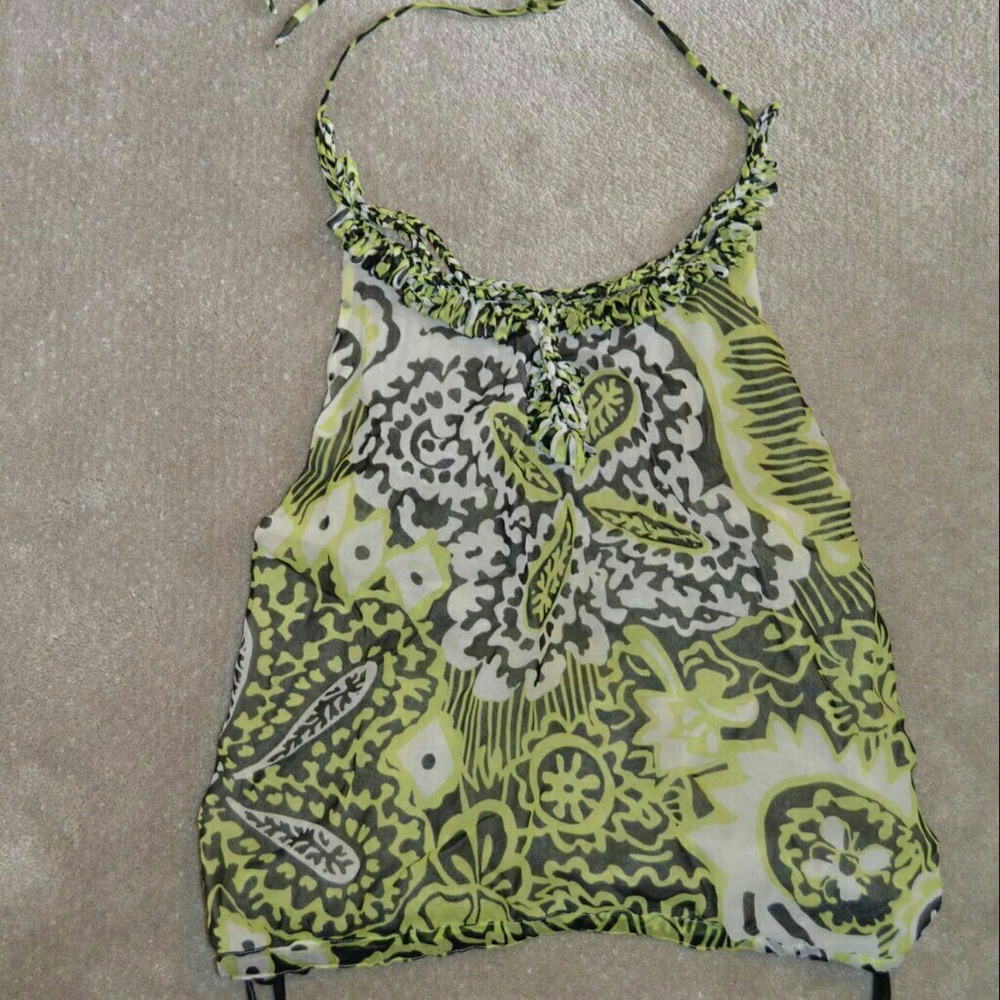 Etcetera Green Print Halter Tank Top
