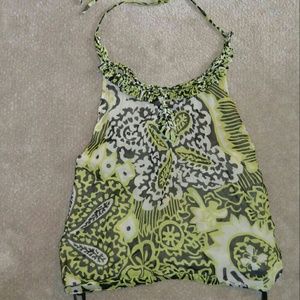 Etcetera Green Print Halter Tank Top