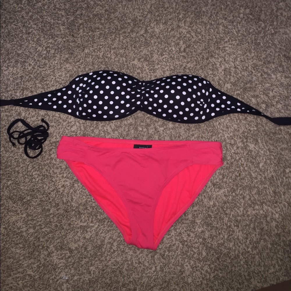 strapless polka dot bikini with matching bottoms