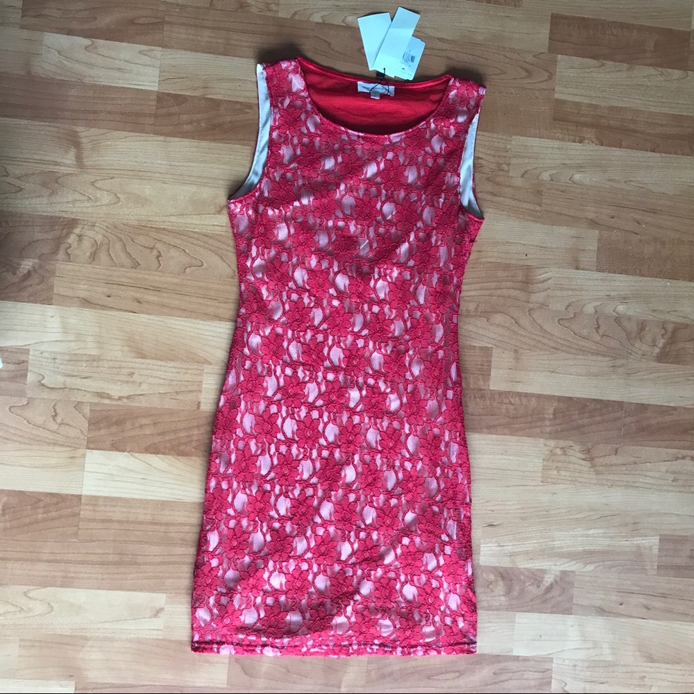 MM Couture Red Lace Cocktail/Party dress