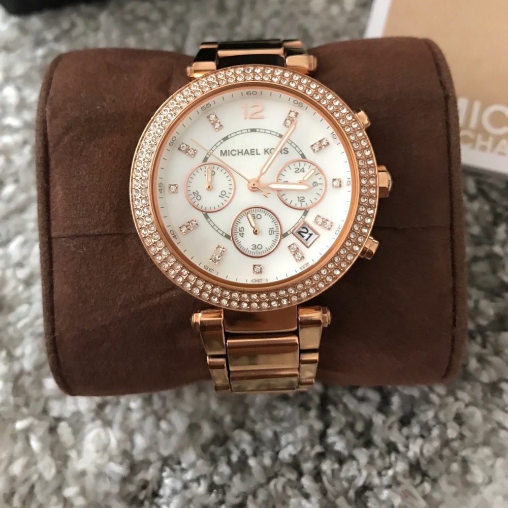Michael Kors Parker Pave Rose Gold-Tone Watch