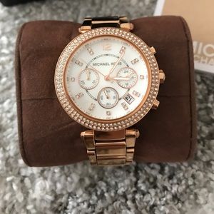 Michael Kors Parker Pave Rose Gold-Tone Watch