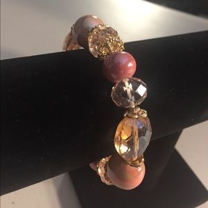 Fashion Pink Crystal/Beaded Bracelet