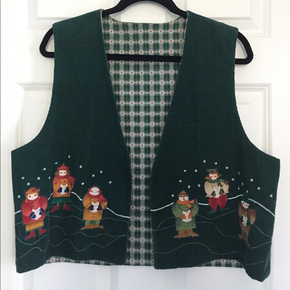 SALE🎄 Ugly Christmas Vest Green Corduroy Carolers