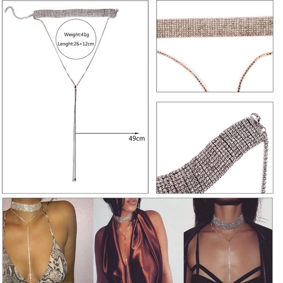 Silver Rhinestone chocker - Picture 3 of 4