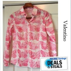 RED Valentino Butterfly Poplin Blouse, Hydrangea