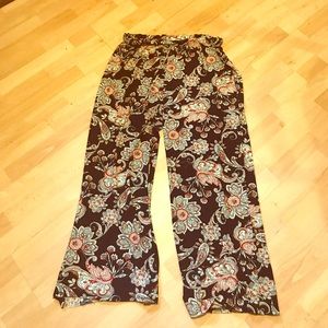 Navy and peach floral Pelouze pant
