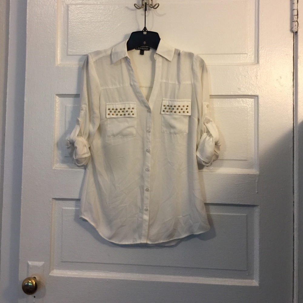 White button down with studs