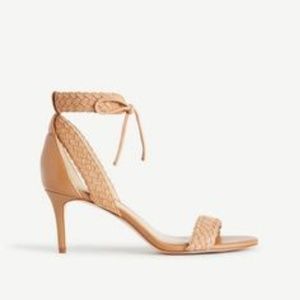 Ann Taylor Suede Greer Braid Sandal Heels in Nude