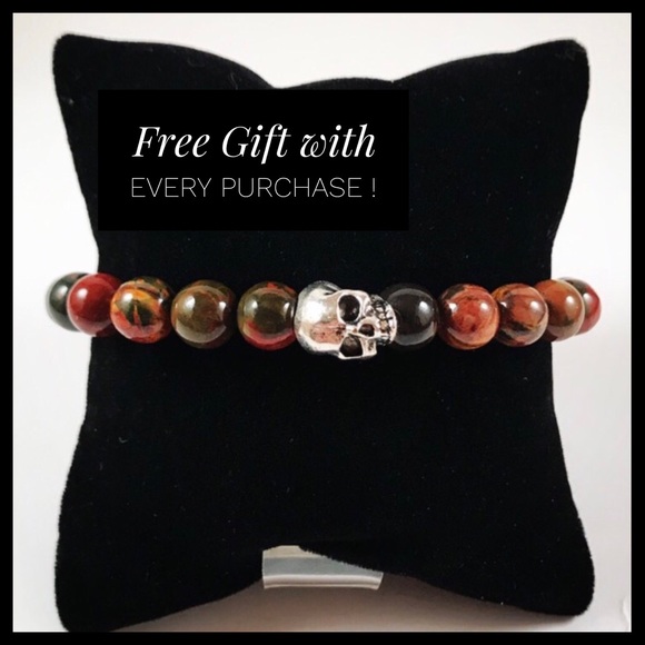 Silverskylight Other - 🦊Men mixed color agate silver skull bead bracelet