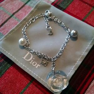 Authentic Dior Charm Bracelet with acrylic rose