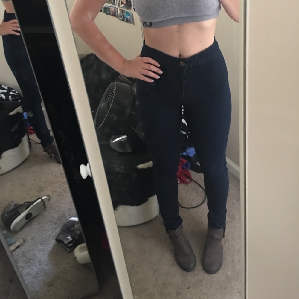 High waisted denim jeans