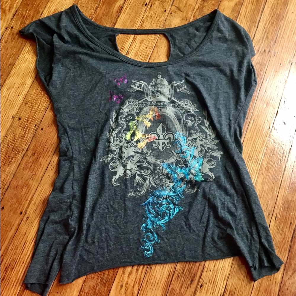 Express open back grey top