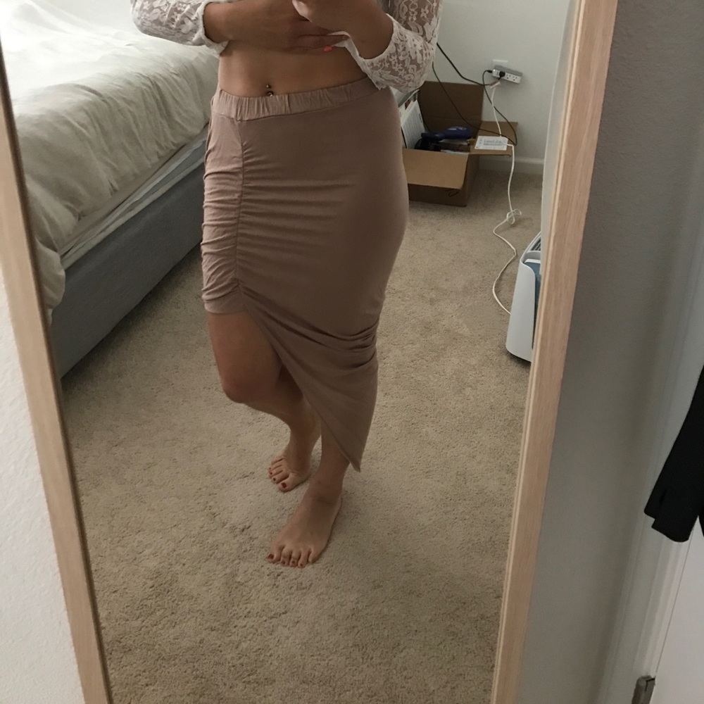 Nude color asymmetrical skirt