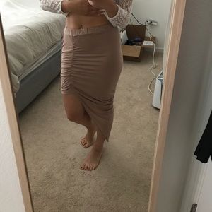 Nude color asymmetrical skirt