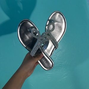 Silver GUESS flip flops