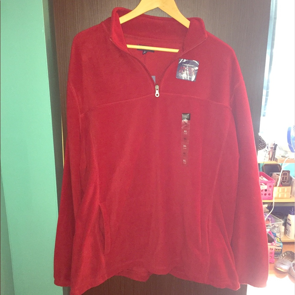 BRAND NEW Men's red fleece pullover jacket - Picture 1 of 5