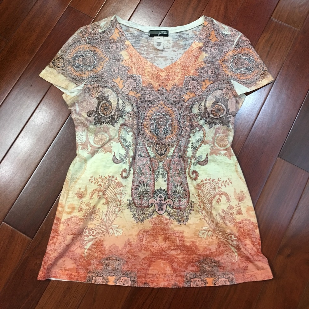 Sparkly embellished short sleeve top