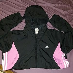 Adidas windbreaker with detachable hoodie