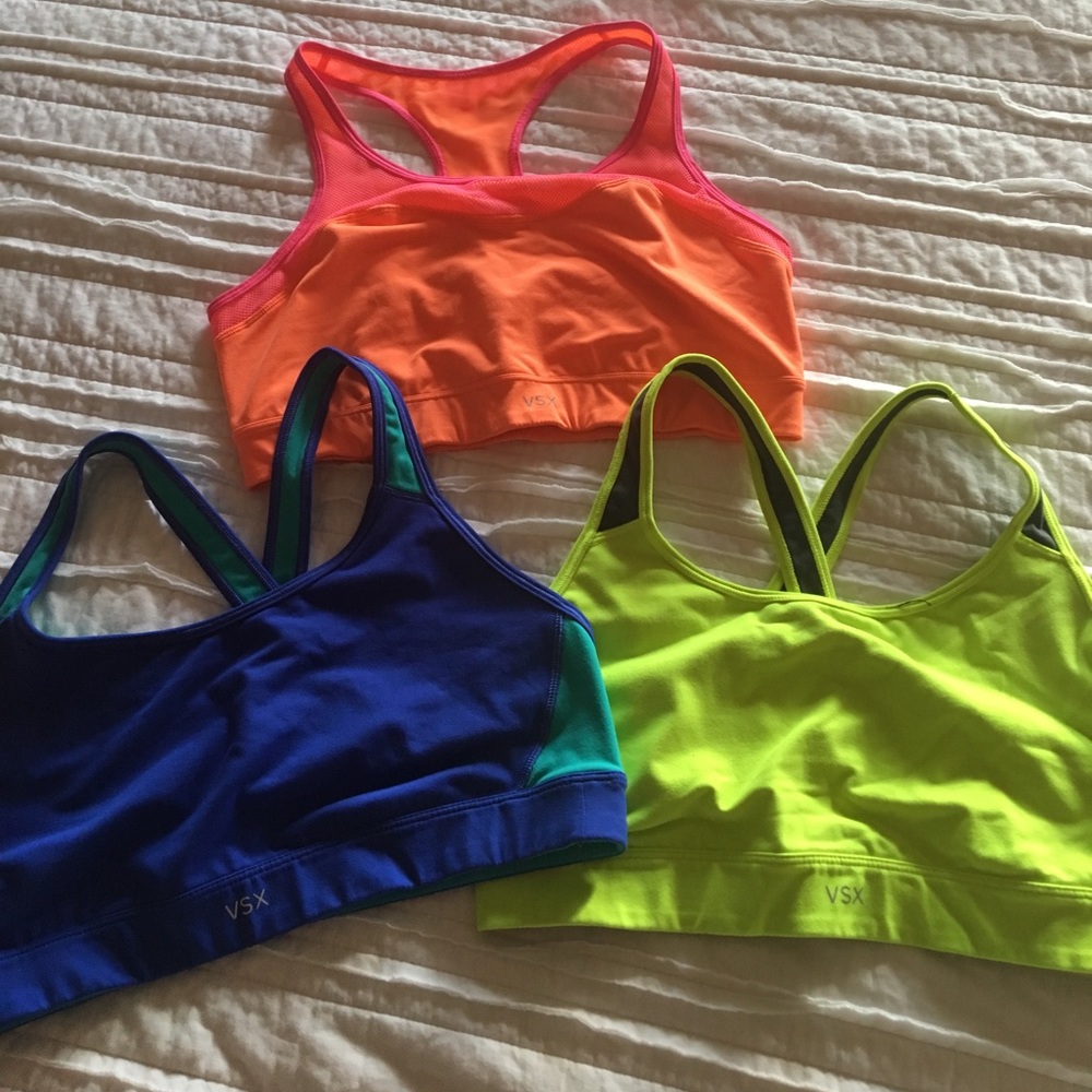 3 Victoria's Secret Neon sports bras NWOT