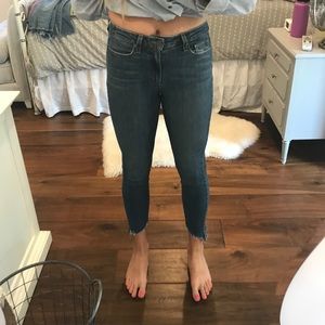 High-rise angle cut jeans