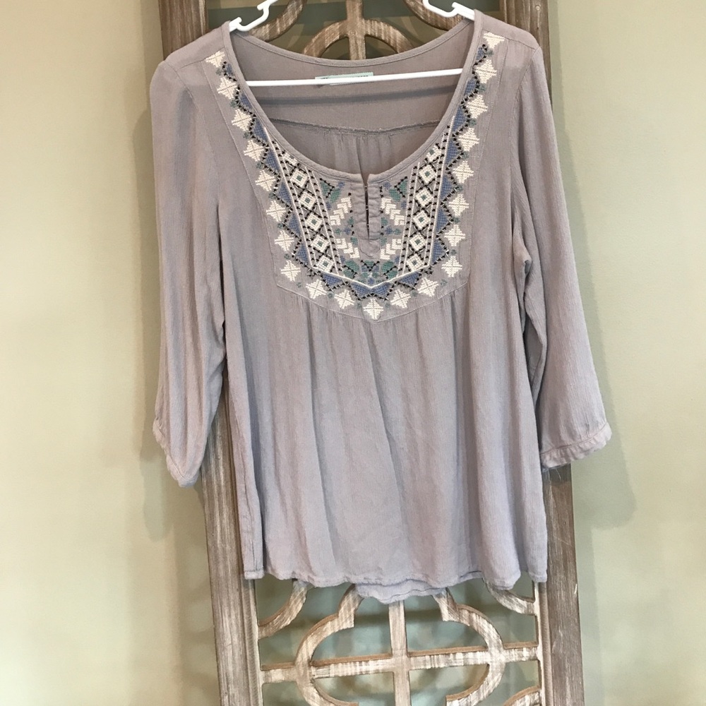 Embroidered Peasant Top