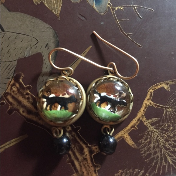 marisa Jewelry - Funky vintage earrings with dogs in em!