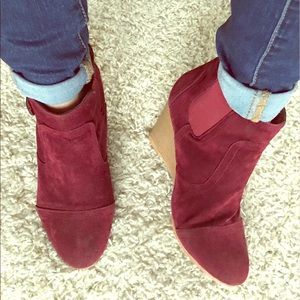 Maroon Faux Suede Booties