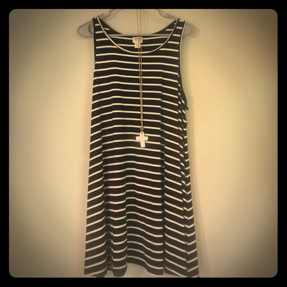 CUTE STRIPED RACER BACK DRESS, XL