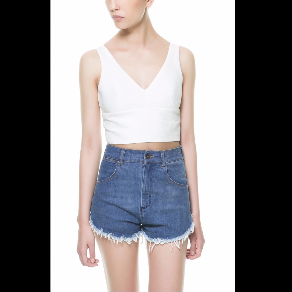 ZARA white crop top