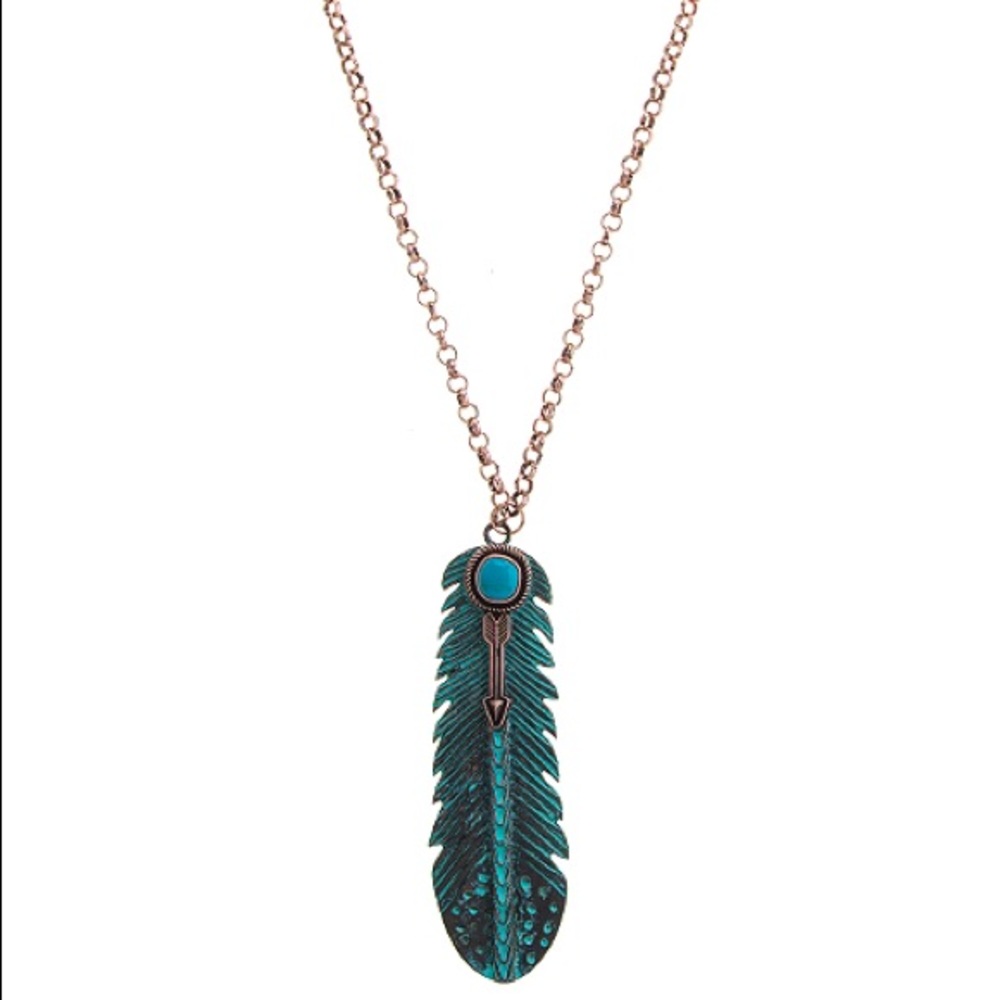 Feather Pendant Necklace Set