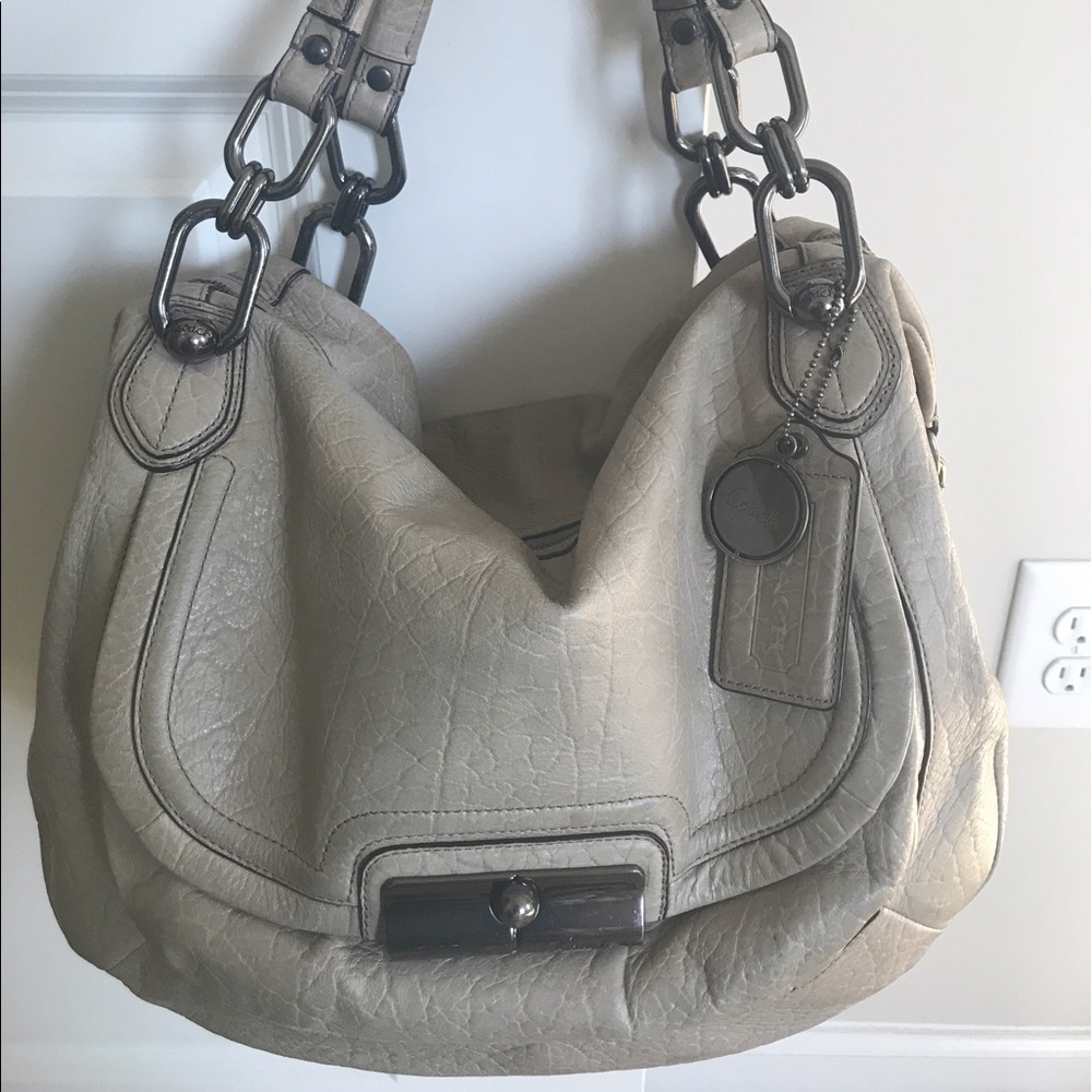 Coach Kristin Leather Satchel (Light Grey)