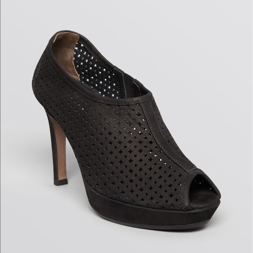 Black Peep Toe Platform Booties "Passion"