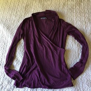 Purple Long-Sleeve Faux Wrap Top