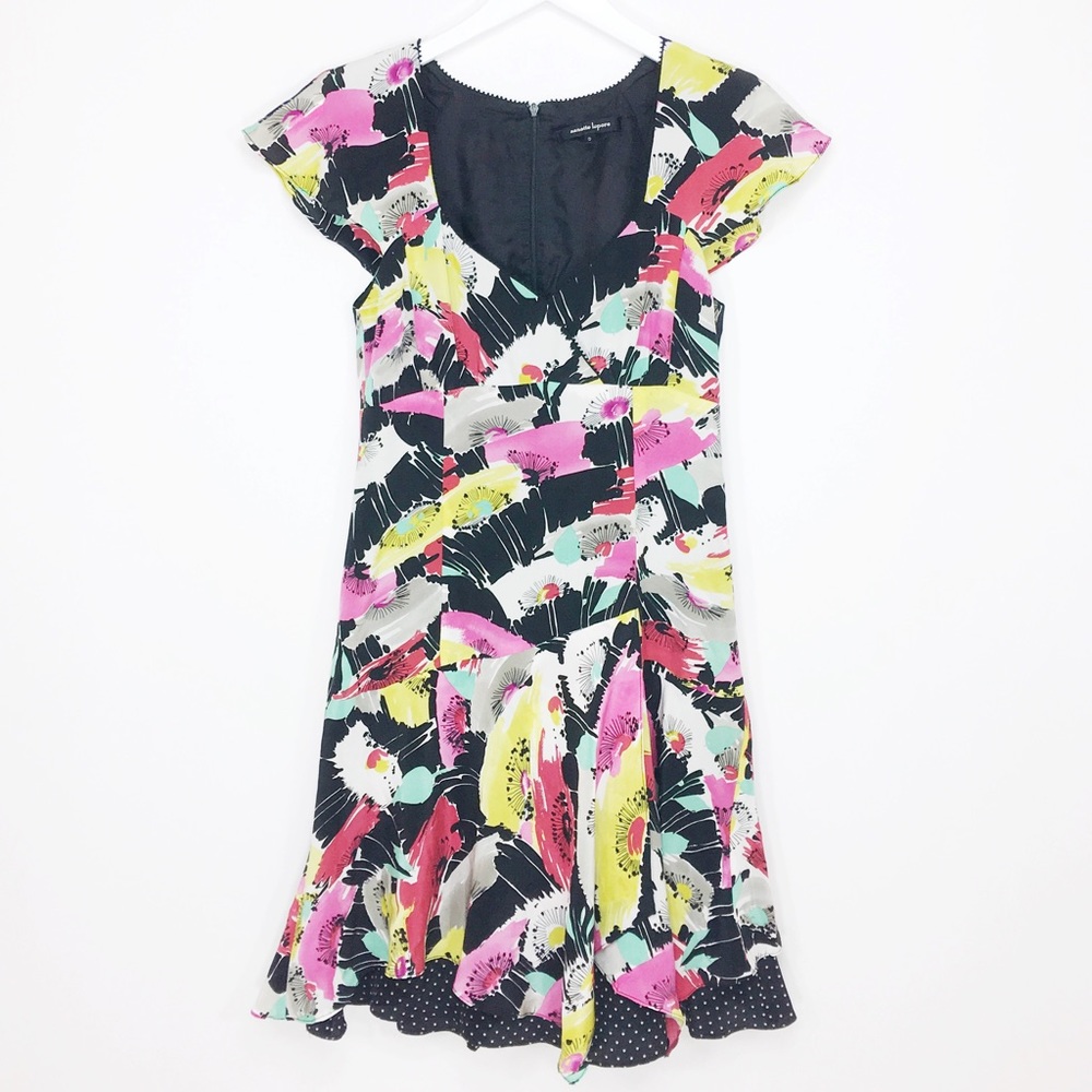 Nanette Lepore 100% Silk Floral Polka Dot Dress