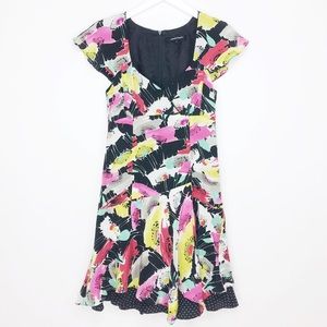 Nanette Lepore 100% Silk Floral Polka Dot Dress