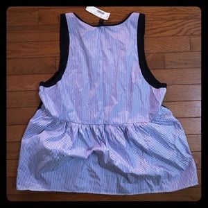 J. Crew Large Linen Silk Striped Tank NWT Navy