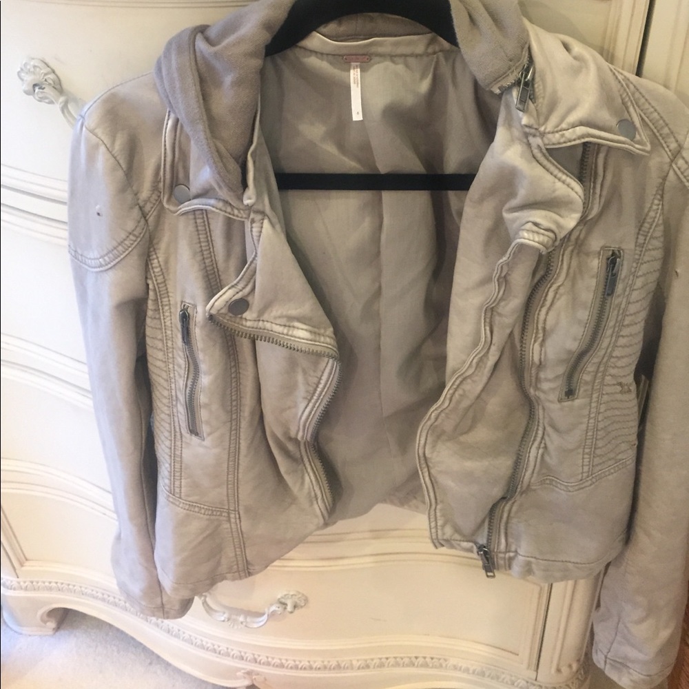Free People Faux Leather Hooded Jacket